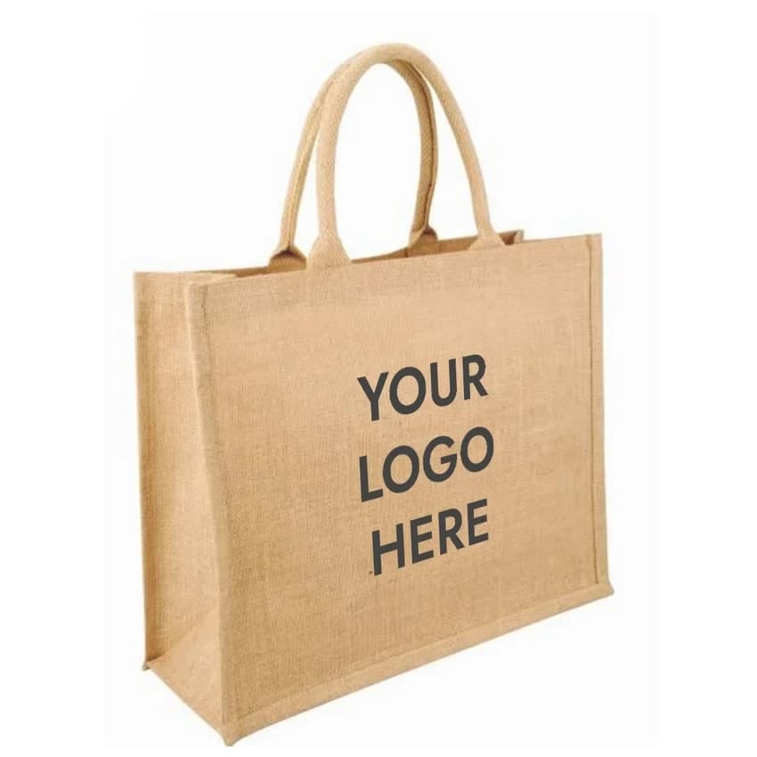 Golden Printed Jute Shopping Bag
