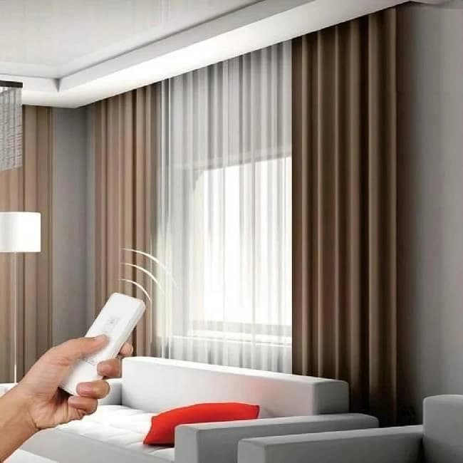 Aluminium Horizontal Motorized Curtain System, For Home, Remote