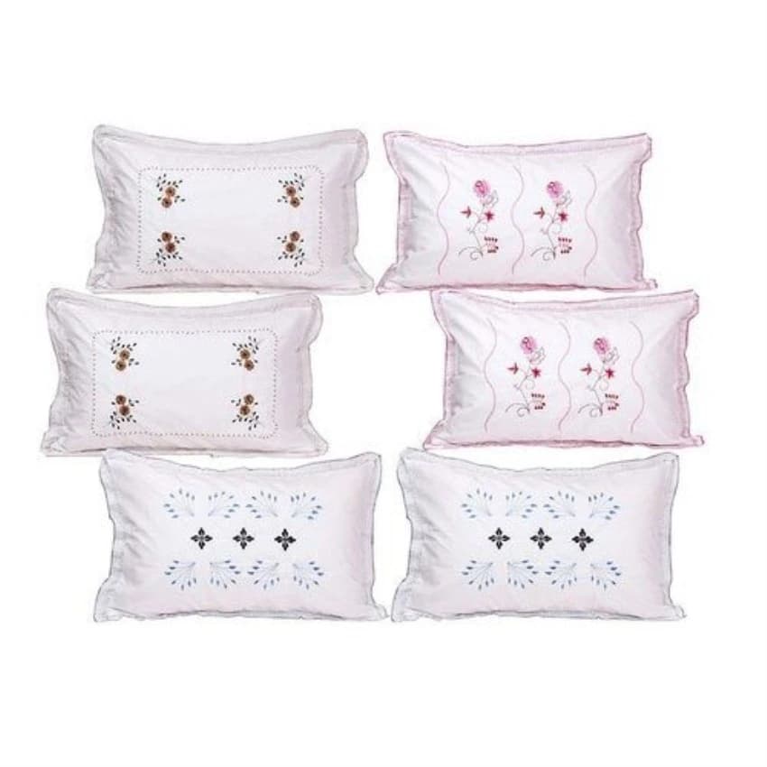 Rj Products Embroidered Cotton Pillow Covers Set, Size: 30 x 20 x 4 cm