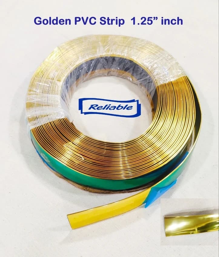 1.25 Inch Golden PVC Strip, Thickness: 3mm, Size: 15 Mtr