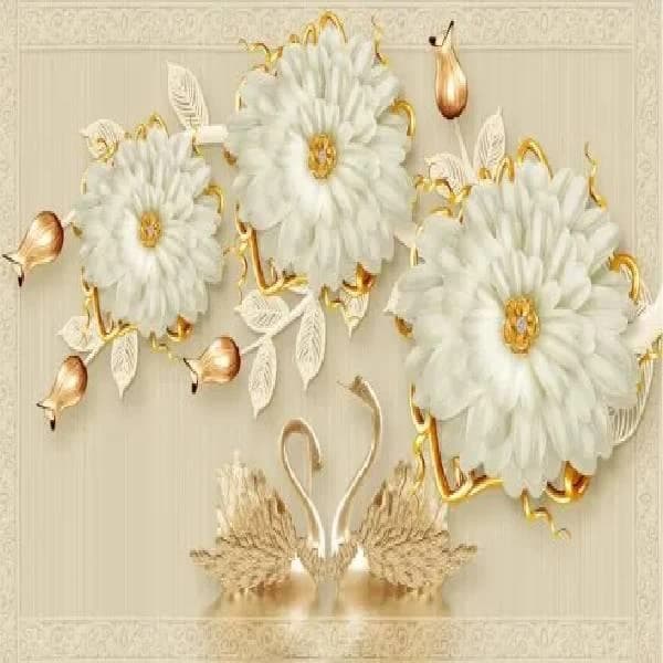 3D Flower PVC Wallpaper
