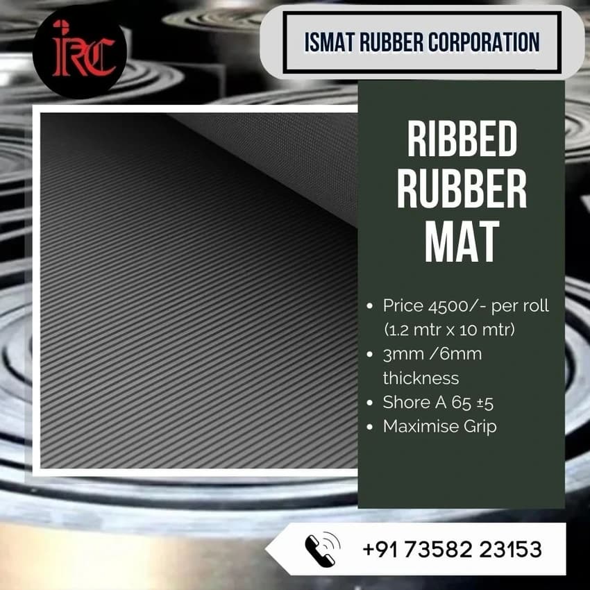 Ribbed Rubber Mat, For Gripping Flooring, Thickness: 6 mm