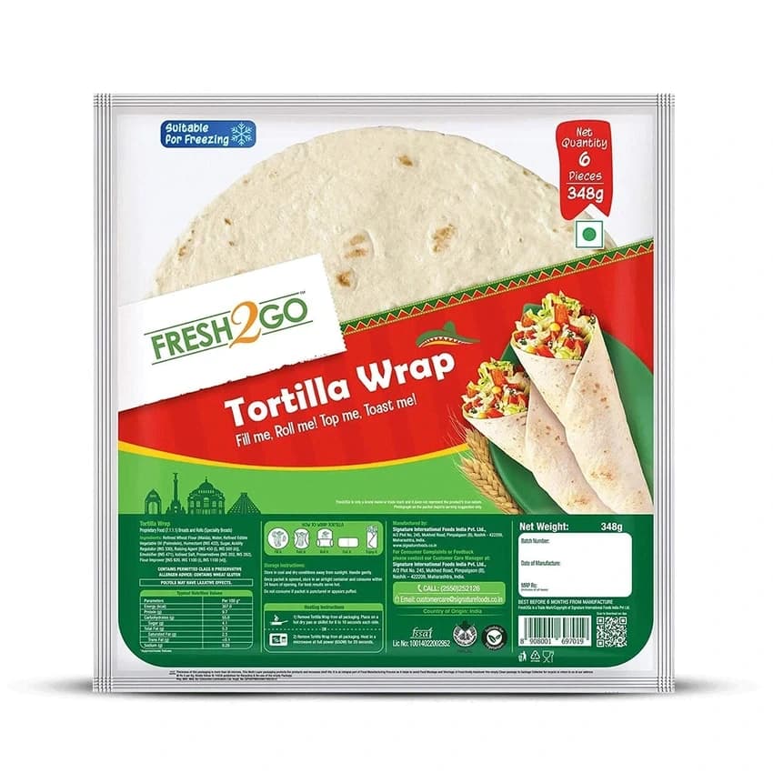 348gm Fresh 2 Go Wrap Tortilla, Size: Pack Of 6 In Each Packet