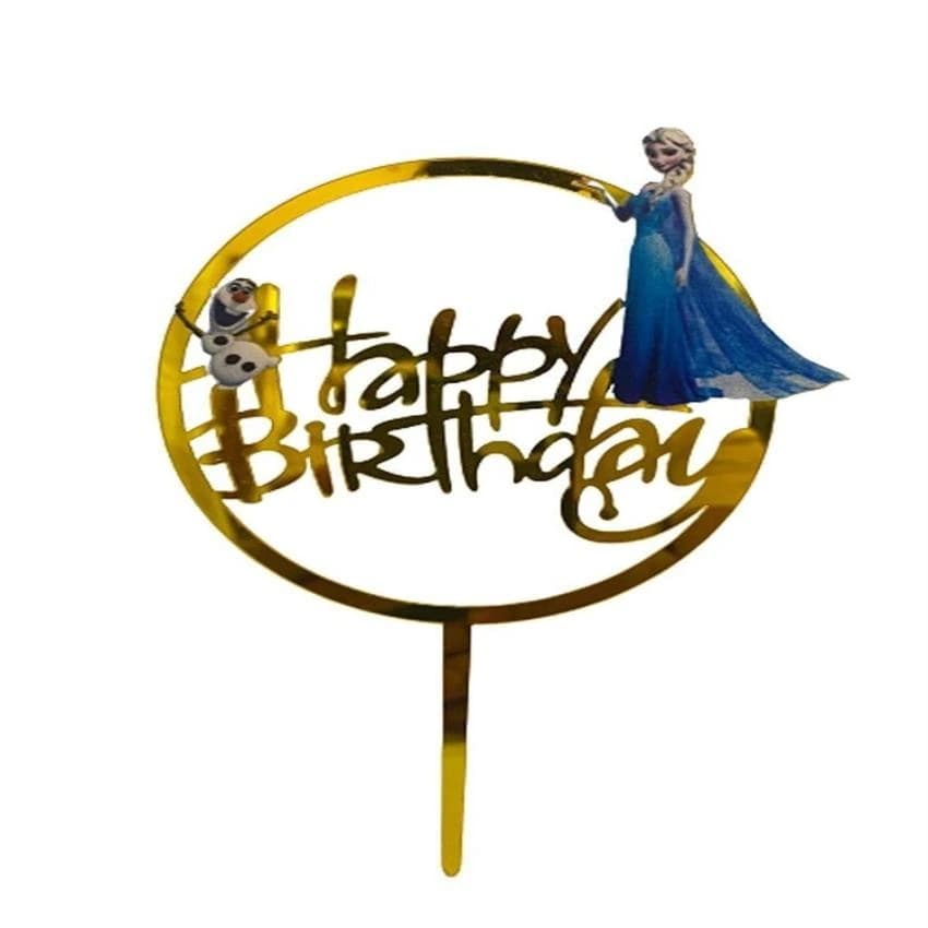 Golden Blue Frozen Cake Topper, Packaging Type: Packet
