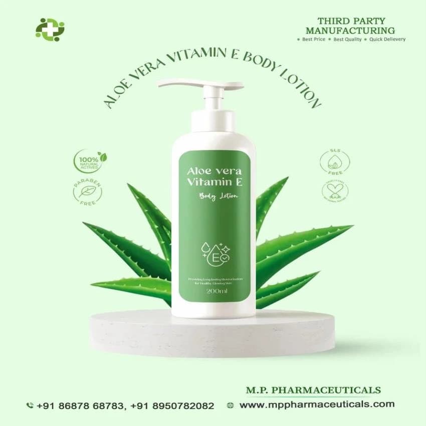 ALOEVERA VITAMIN E BODY LOTION PRIVATE LABELING FOR WINTER SEASON, Bottle, Packaging Size: 200 ml