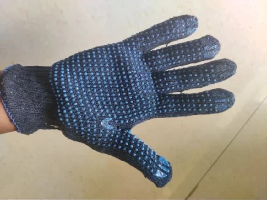 Blue Dotted Cotton Hand Gloves