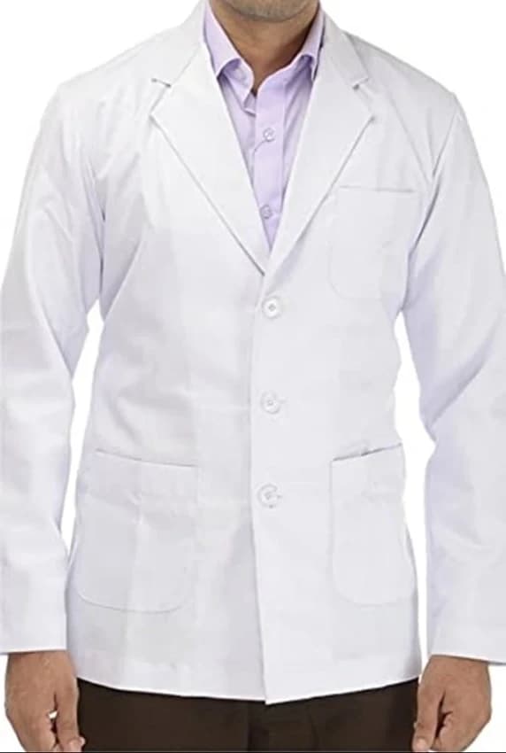 White Tericot Lab Coat, Large
