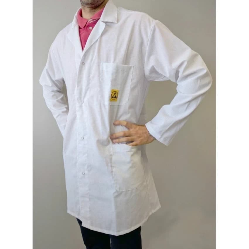 BSI White ESD Cotton Apron, Size: Large