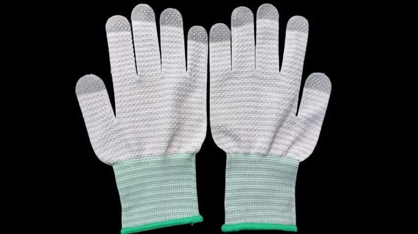 Green /Grey Globalss- ESD Dotted Coated Coated, For Industrial, Full Fingered