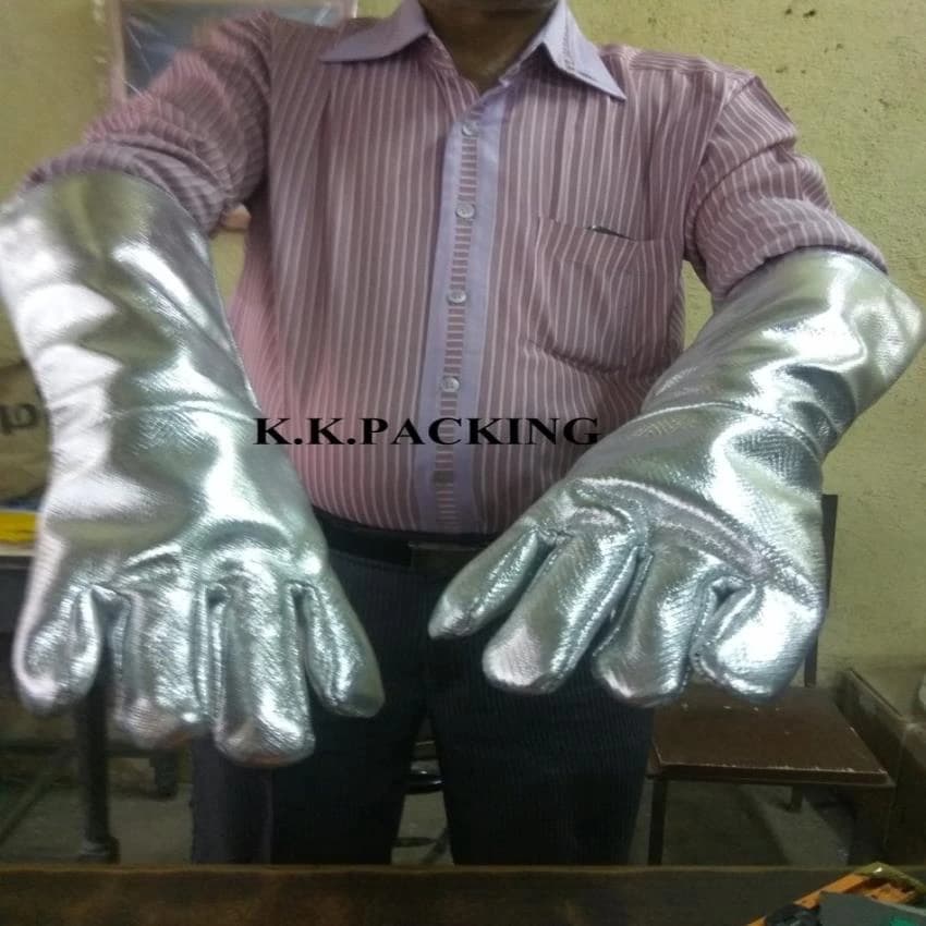 Silver Black Aluminium Foil Carbon Fiber Hand Gloves, For Industrial, Size: 12 Inch to 20 Inch