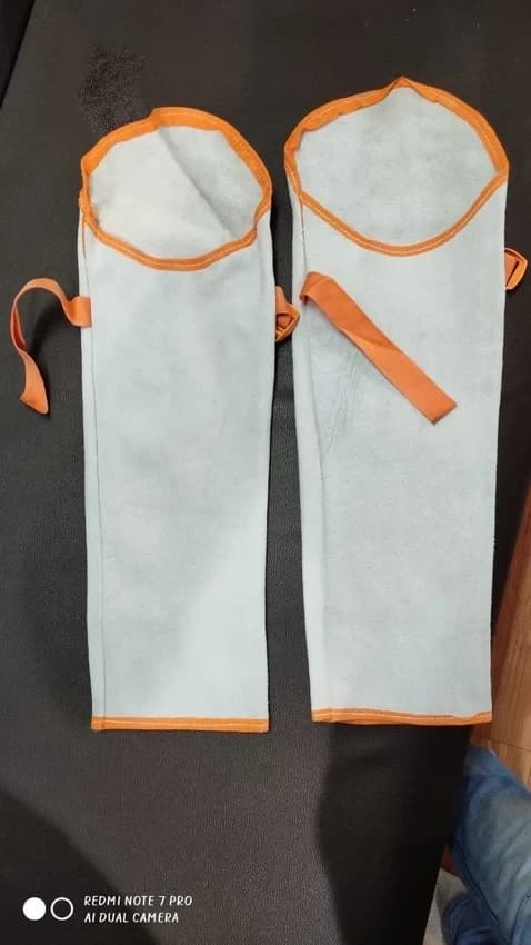 White Leather Hand Sleeves, For Safety