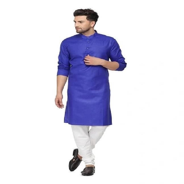 Men's Cotton Plain ROYAL BLUE Kurta Pyjama Set