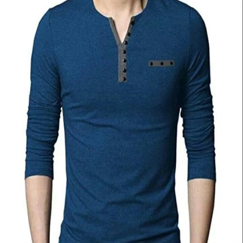 Blue Full Sleeve Cotton T Shirt