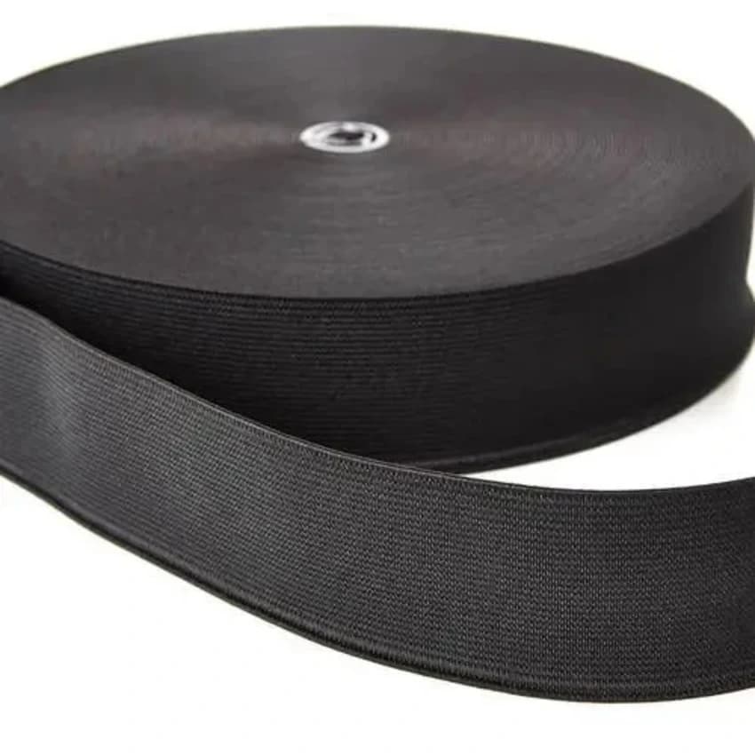 Black Braided Elastic Tape (2-way Stretch, Knitted)