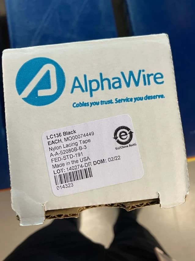 Alpha Wire LC136 Black (BK088), Lacing Cords (Black and White Color), Packaging Type: Standard